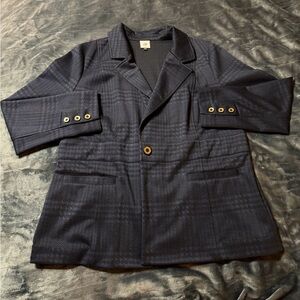 Cabi Checkout Blazer 
Navy Blazer with Button Accents